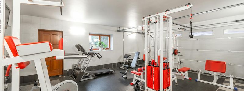 Interior of a modern bright home gym.